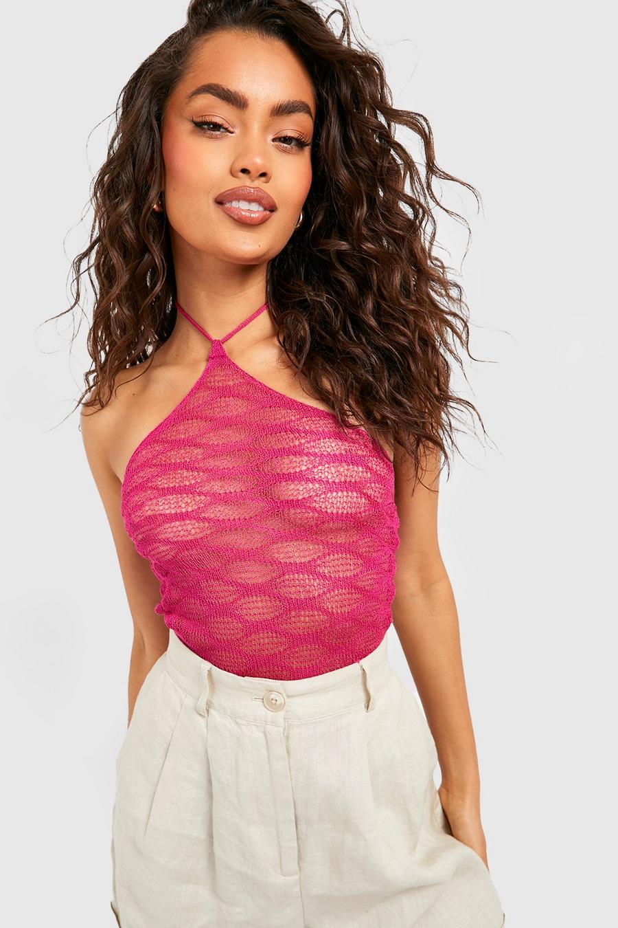 Sheer Fine Gauge Halter Top | boohoo USA Sheer Fine Gauge Halter Top | boohoo USA